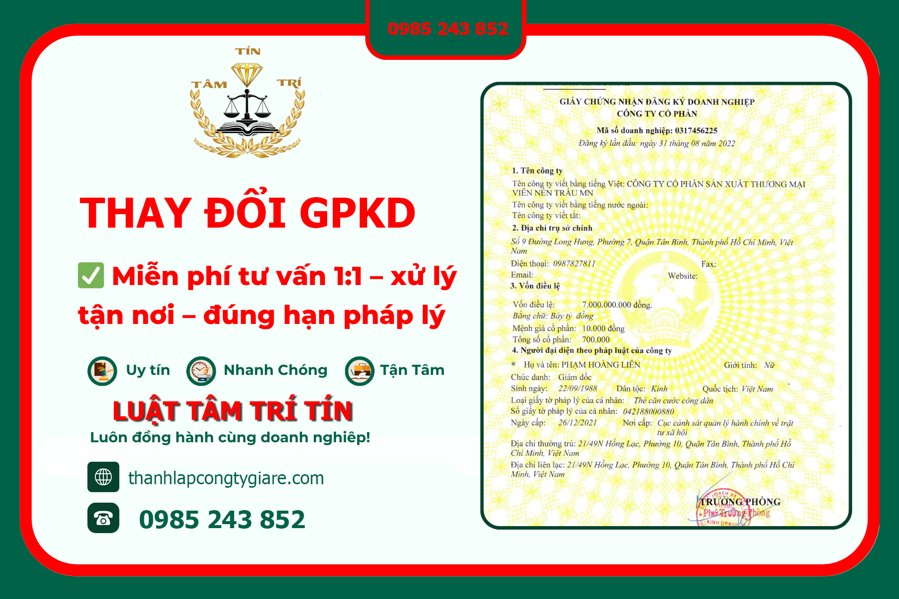 Dịch vụ thay đpỏi GPKD